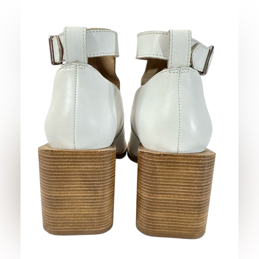 Free People Brady Buckle Shoeboot Women's Size 39.5/9.5 Whie Leather Block Heel - Picture 5 of 15